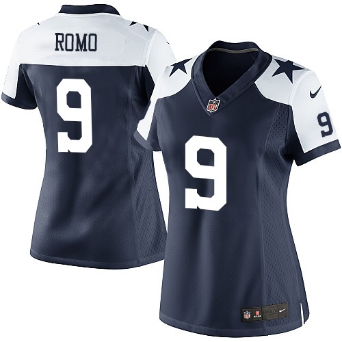 Women's Elite Tony Romo Nike Jersey Navy Blue Alternate - #9 Throwback NFL Dallas Cowboys